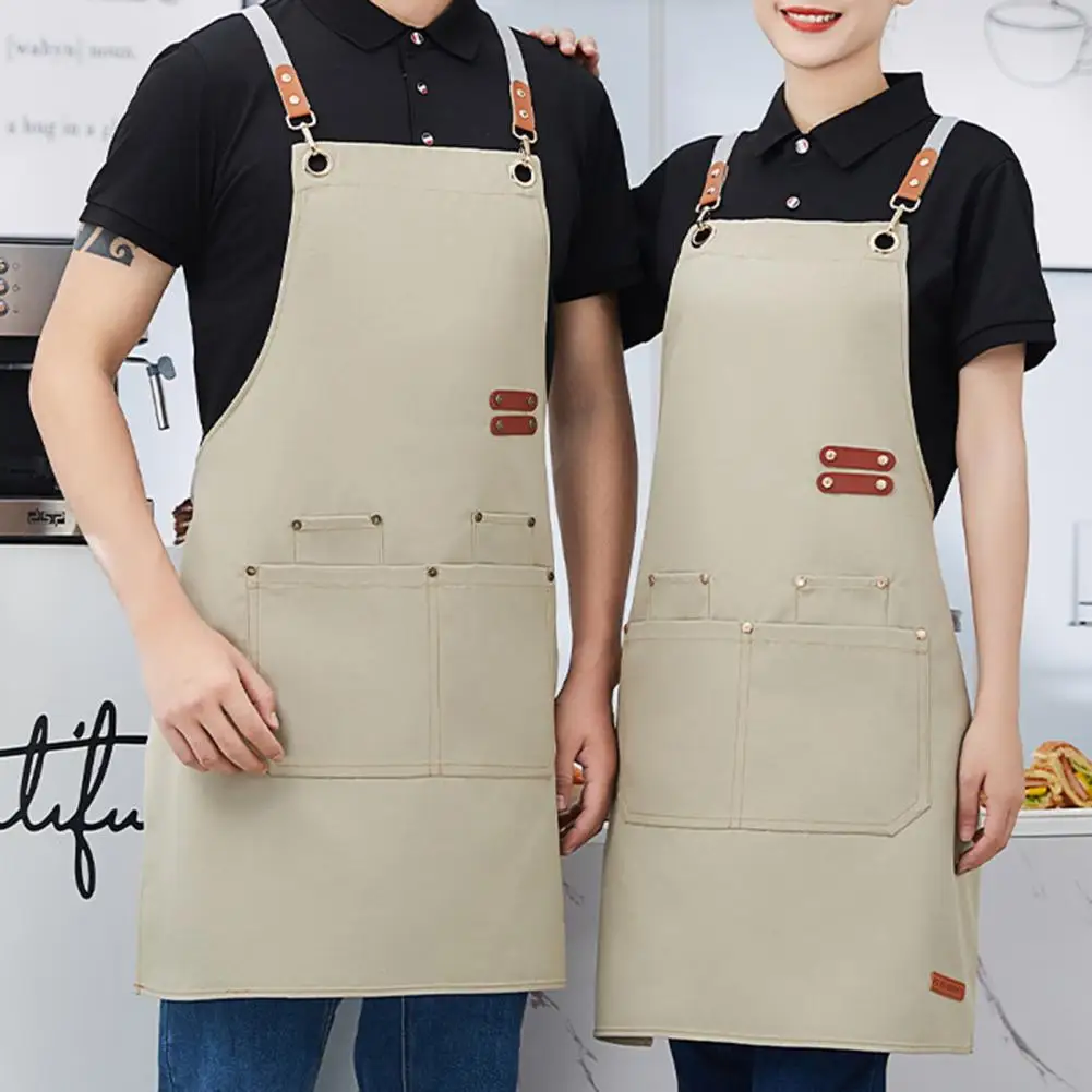 Canvas Apron Waterproof For Men Women Anti-grease Stainproof Cooking Apron Chef Cafe Shop Waiter Barbecue Kitchen Accessories