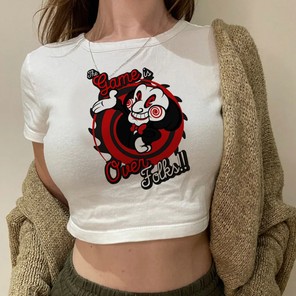 Movie Saw Horror Head Torture streetwear  yk2 hippie  crop top girl 90s gothic  vintage streetwear  clothes t-shirts