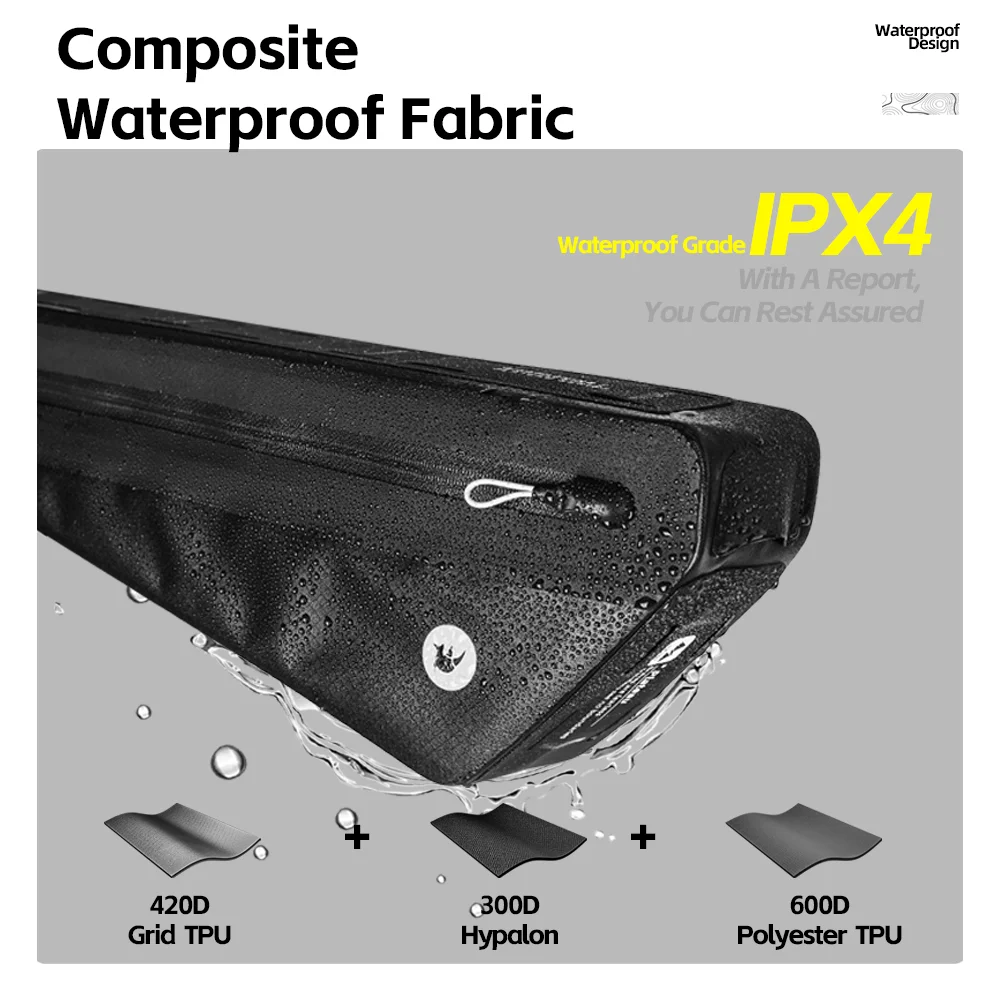 Rhinowalk Bike Frame Bag 1.7/2.6L IPX4 Waterproof Triangle Tube Bag Anti-slip Paint-safe For Mtb&Road Bike Cycling Bikepacking