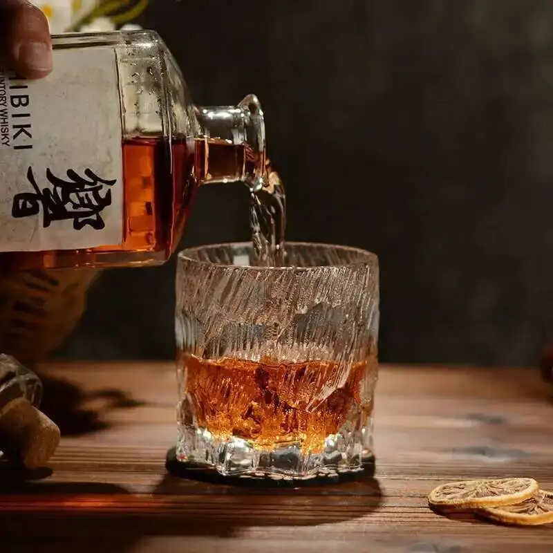 Copa de whisky antigua de glaciar, superficie de hielo mate, copa de vino y roca, vaso de whisky, taza de Vodka, taza de cerveza, embalaje de caja de regalo de madera
