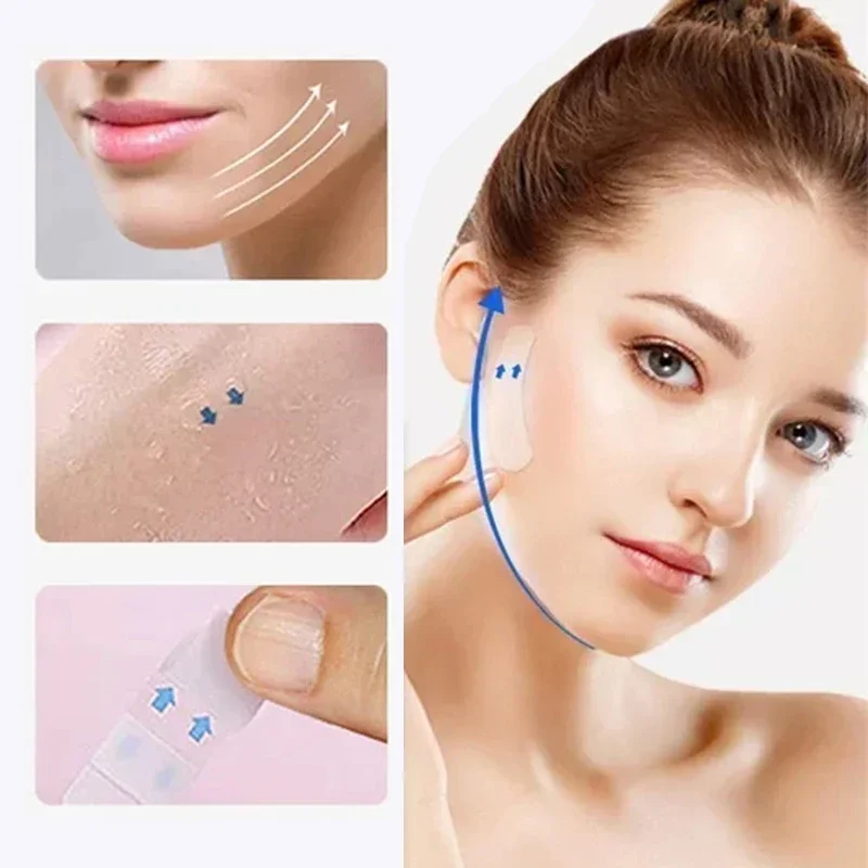 40 Uds pegatinas faciales de elevación parches faciales finos transparentes invisibles herramientas de elevación cinta adhesiva para arrugas faciales en forma de V