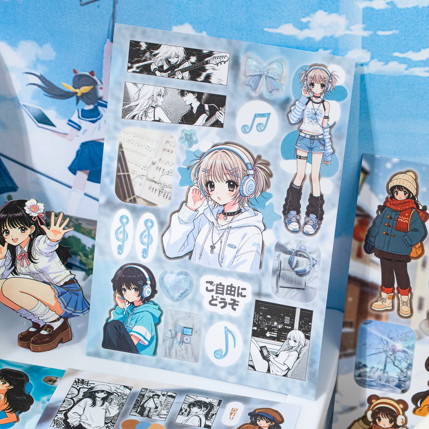 Kawaii Cute girl 3D Manga Girl Sticker book DIY comic scene decoration festival gift