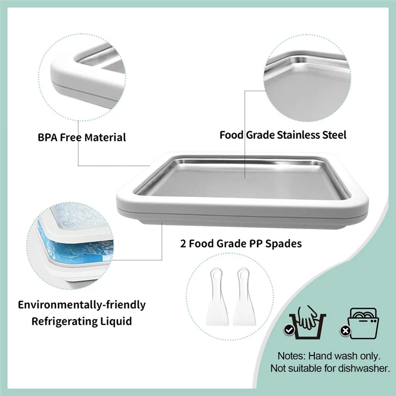 B90B-Home Use Ice Cream Frozen Yogurt Machine Electric Stainless Steel Fried Ice Tray Compact Design