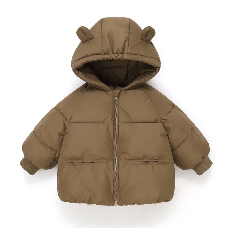 Autum Winter Baby Warm Jacket Toddler Thickened Outerwear Boys Girls Solid Hooded Coat Children Windproof Overcoat Snowsuit 2-6y