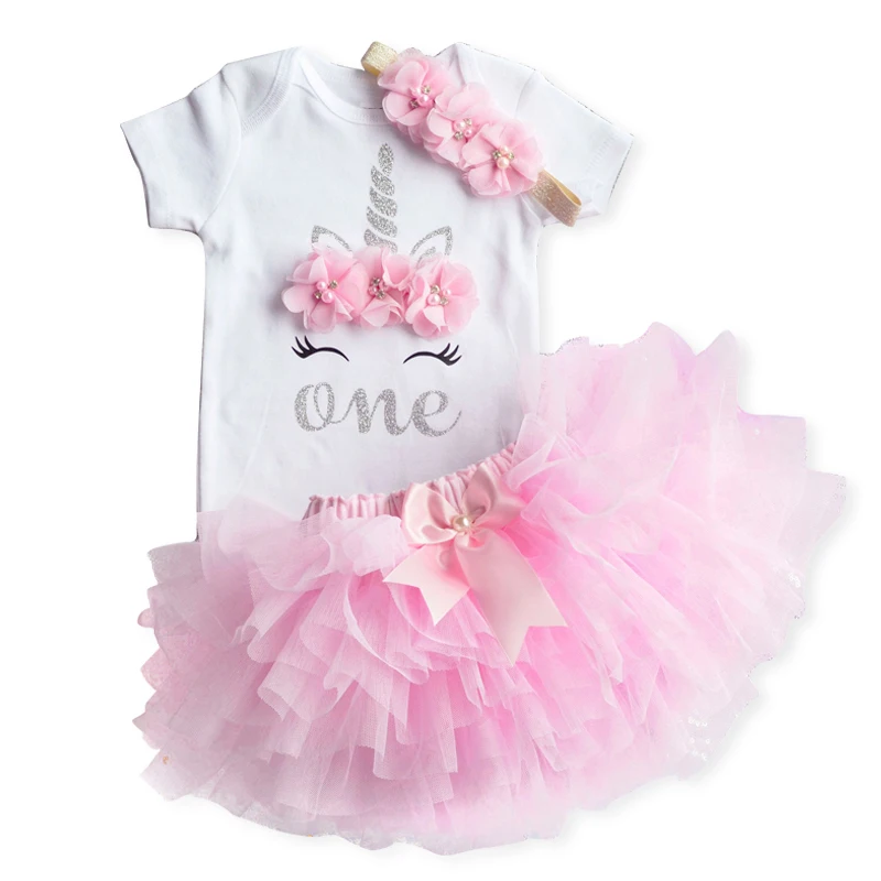 1 Year Baby Girl Clothes Birthday Party Tutu Skirt Headband Set Newborn Baby Girls Birthday Outfits Toddler Infant Girls Costume