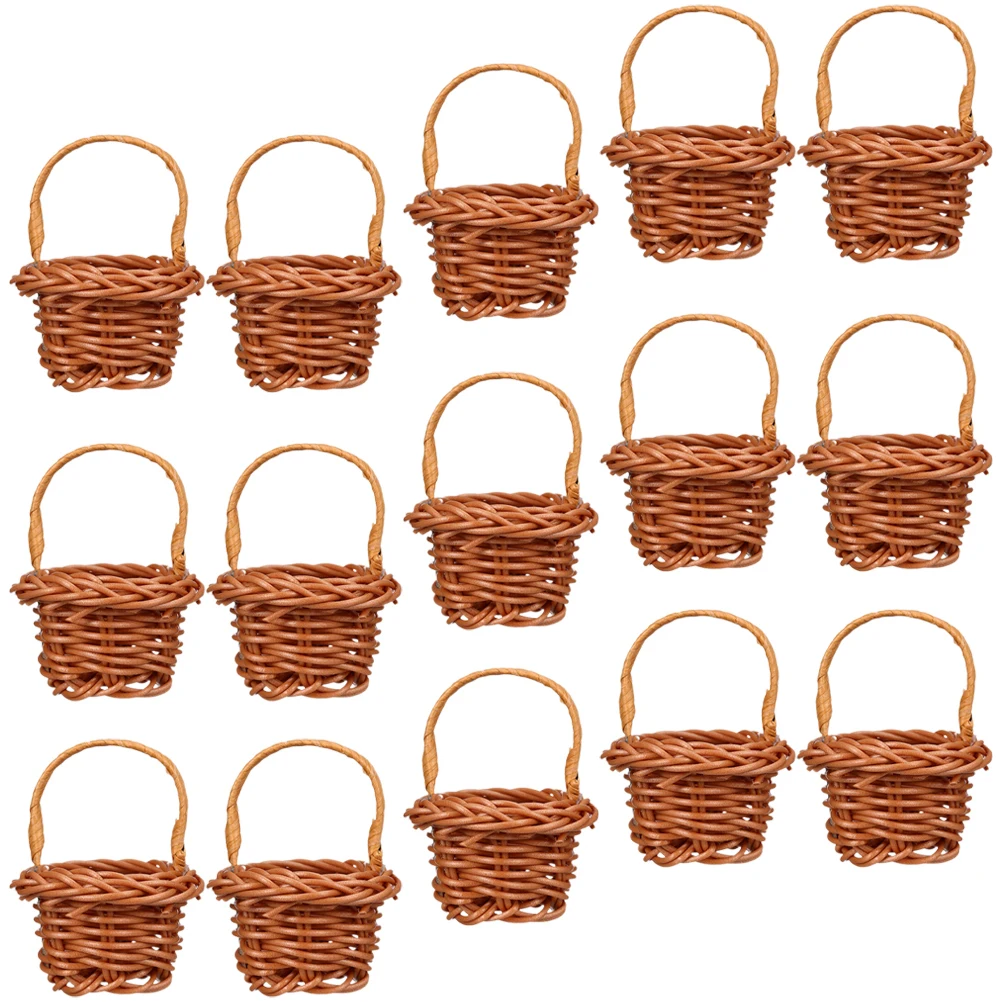 

15pcs Miniature Plastic Basket Chic Woven Style Decoration Desktop Ornaments Miniature Storage Crafts Micro Landscape