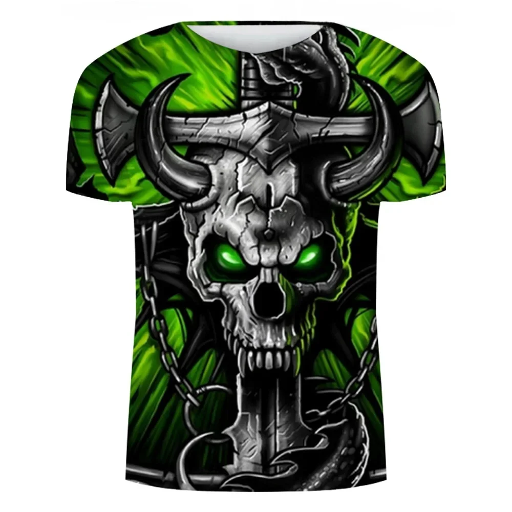 

New Comic Skull 3D Printed T-shirt Round Neck Casual Men's T-shirt
