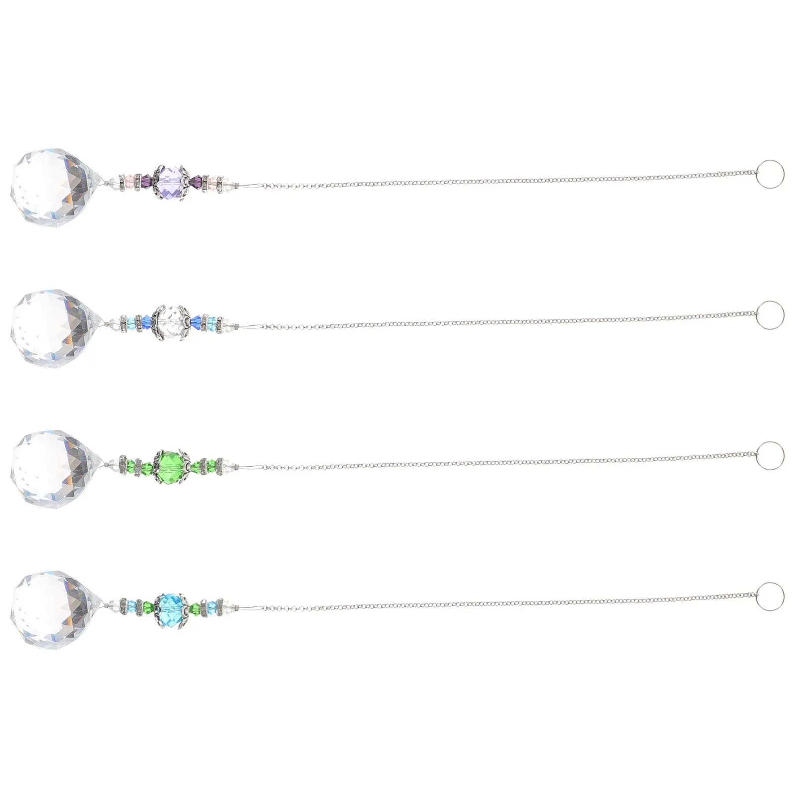 4Pcs Crystal Hanging Suncatcher Decoration Premium Garden Window Ornament Home Office Hanging Crystal Pendant Brightening Space