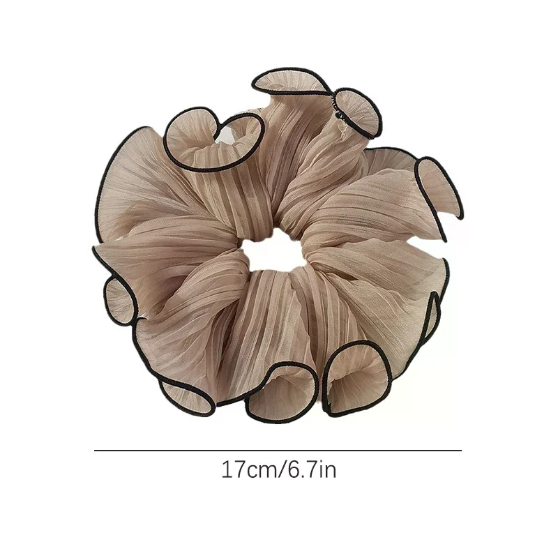 1 SZT. Retro Gumki do włosów z marszczonego szyfonu dla kobiet i dziewcząt, słodki temperament, modna, efektowna opaska do włosów, akcesoria do włosów