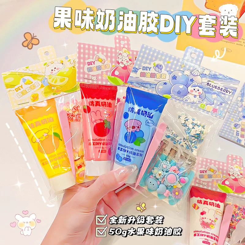 Fruit Flavored Cream Glue Handmade DIY Hairpin Material Pack Cartoon Resin Accessories Set Handmade