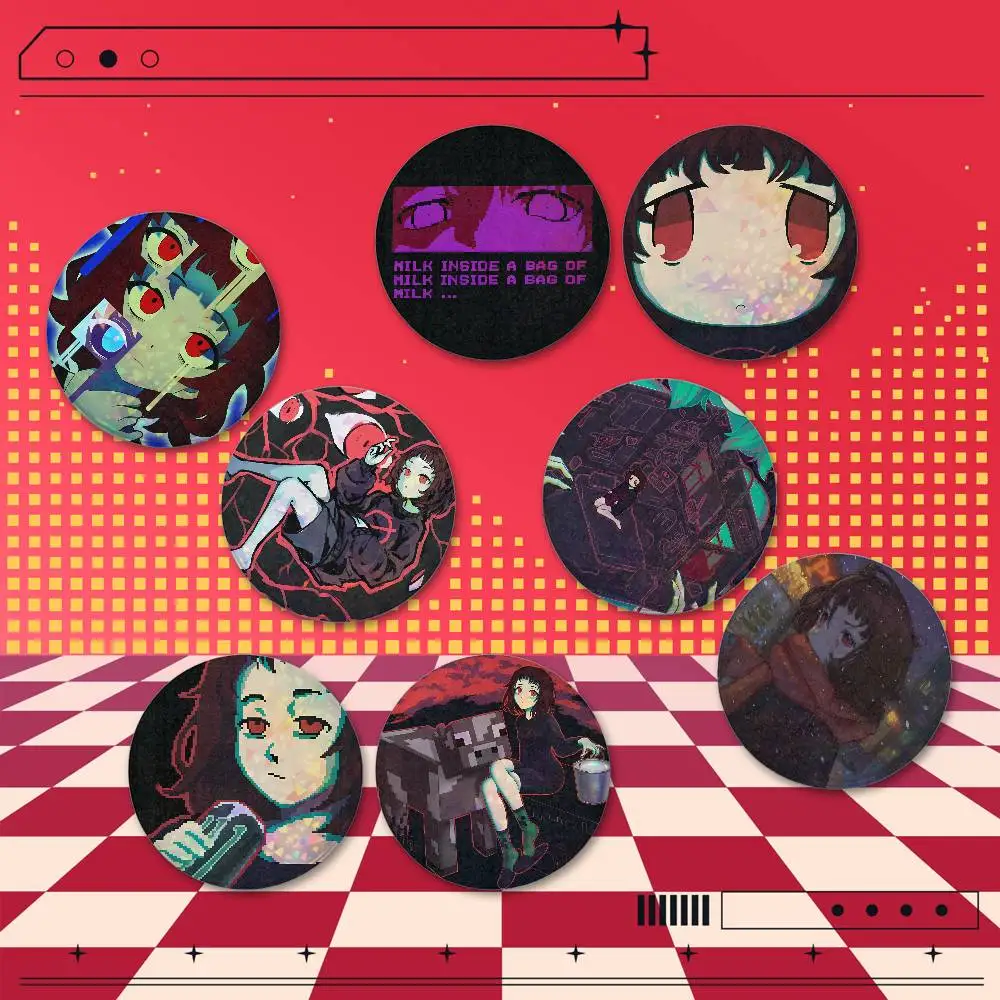 Milk chen inside Holographic Round Badge Brooch Set 2 Pieces 25/32/44/58/75mm Anime Fan Goods Cosplay Pins Backpack Bag Decor Gi