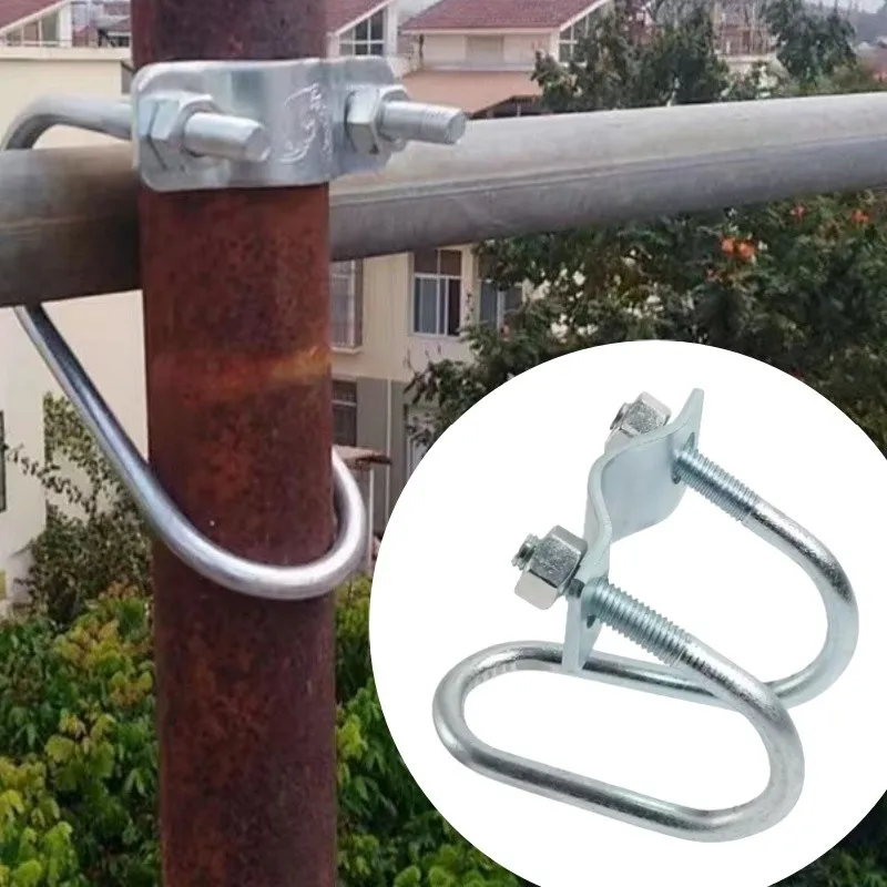 6 Pcs Pipe Clamp for 25mm Round Pipe Double U-Bolt Fastening for Nursery Water Pipe Connection Outdoor Gardening Support S...