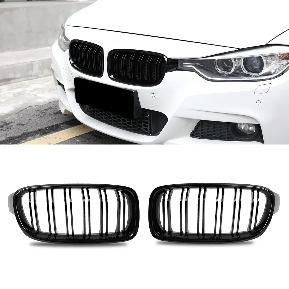 

2pcs Car Styling Front Kidney Grille Dual Slat Grille For bmw f30 F31 F35 2012-2018 320i 325i 328i Black Gloss High Quality ABS