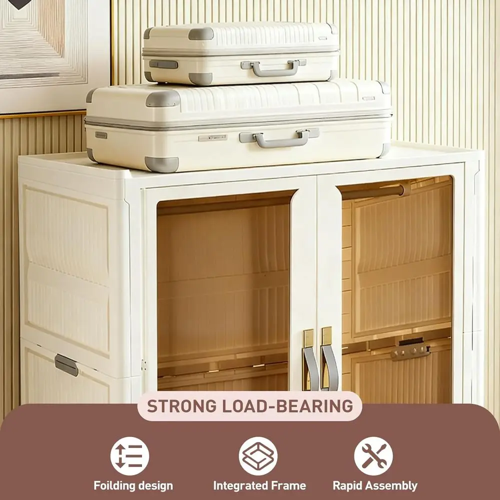Pet Portable Wardrobe Closet with Hanging Rod Storage Organizer Large Plastic Cabinet for Clothes, Toys, Snacks view 4