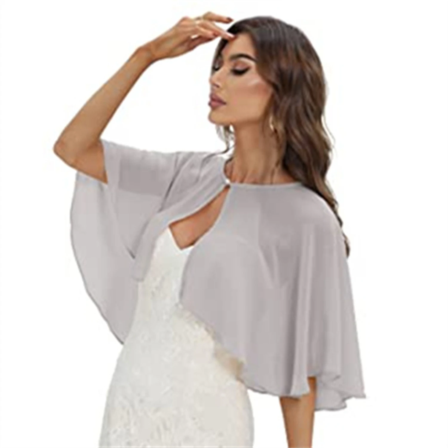 Solid Chiffon Air-Conditioning Cardigan Women Sunscreen Clothing Summer Thin Short Jacket Neck Guard Cloak Sun Shawl