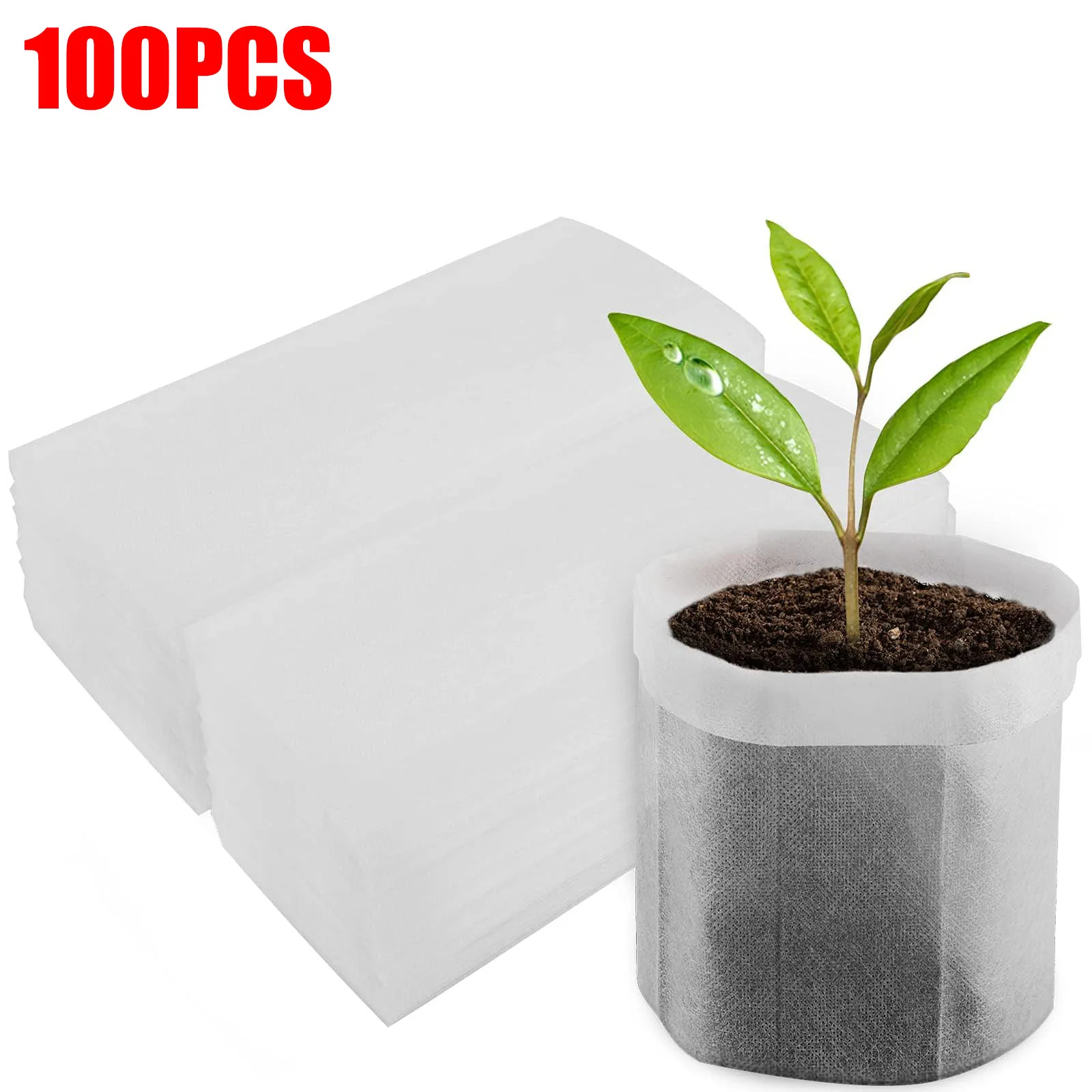 Biodegradable Plants Nursery Bag Plant Grow Bags Non-woven Fabric Seeds To Sow Flower Pots For Gardening Accessories 100Pcs