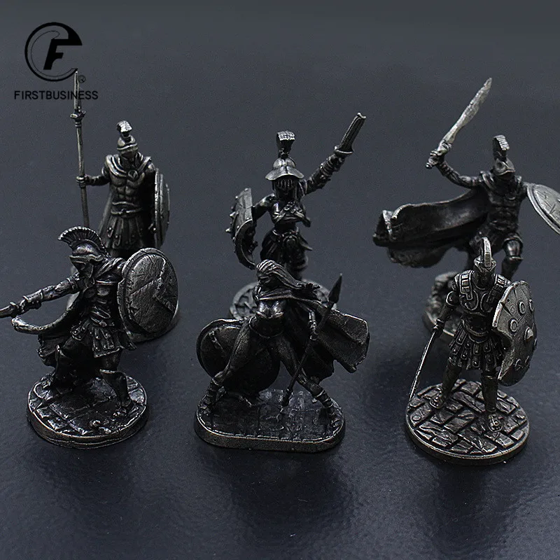 1pcs Ancient Spartan Rome Soliders Figurines Miniatures Vintage Metal Warrior Soldiers Model Statue Desktop Ornament Gifts