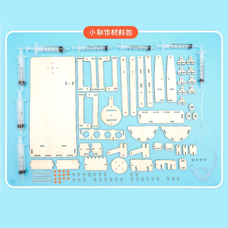 Wooden Hydraulic Excavator Model Kids Scientific ExperimentToy Technology Physics Bricks Kit Learning Educational Toys Gift