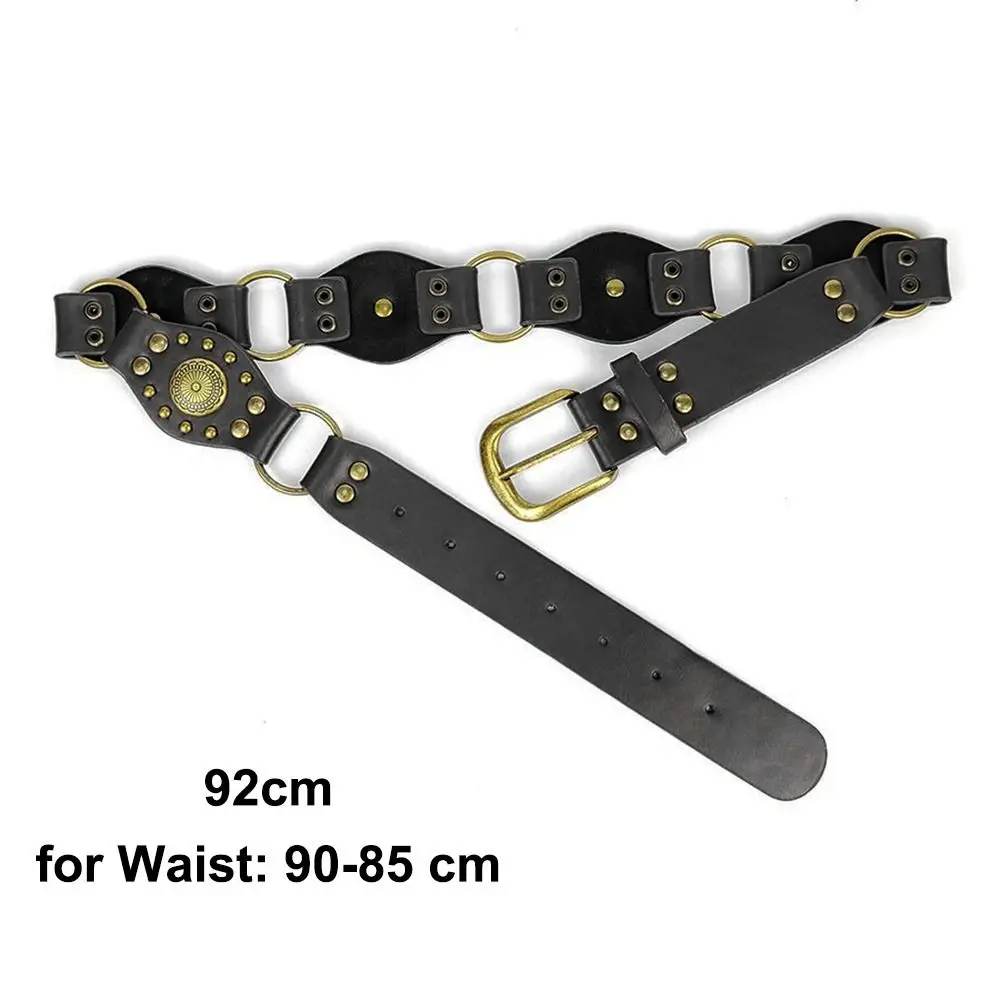 Retro Grommet PU Leather Waist Belt Gothic Steampunk Wide Waist Cinch Belt y2k Vintage Rivet Waistband Women Ladies