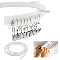 5m Ceiling Curtain Track Flexible Bendable Curtain Rail Wall-Mounted Black White for RV Home Shower Hospital Room Divider