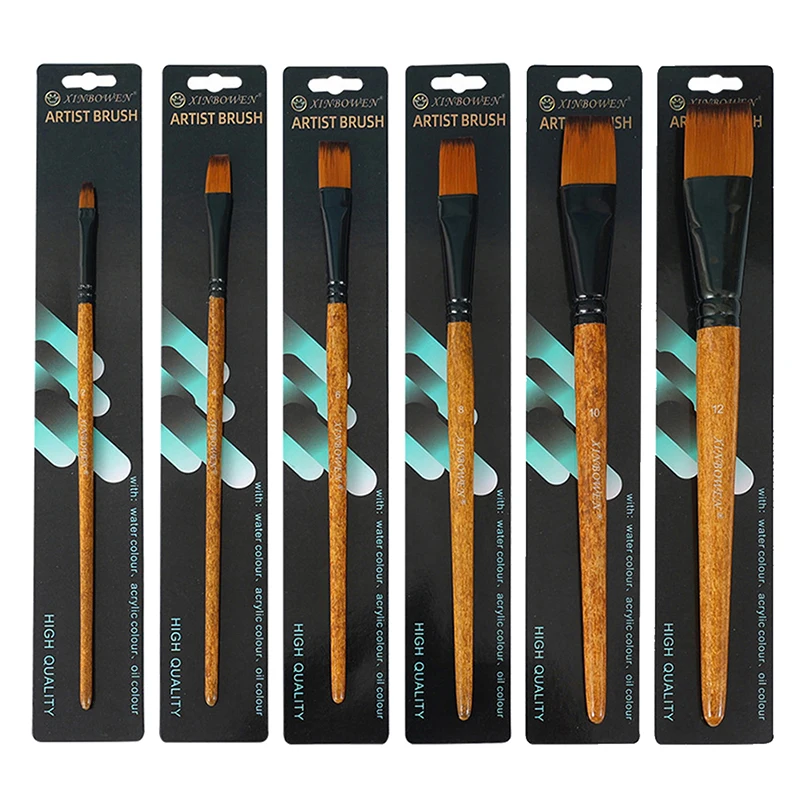1 pz venatura del legno pennello professionale in Nylon pennello ad olio pennelli per pittura ad acquerello arte studente accessorio stazionario muslimpambicaby