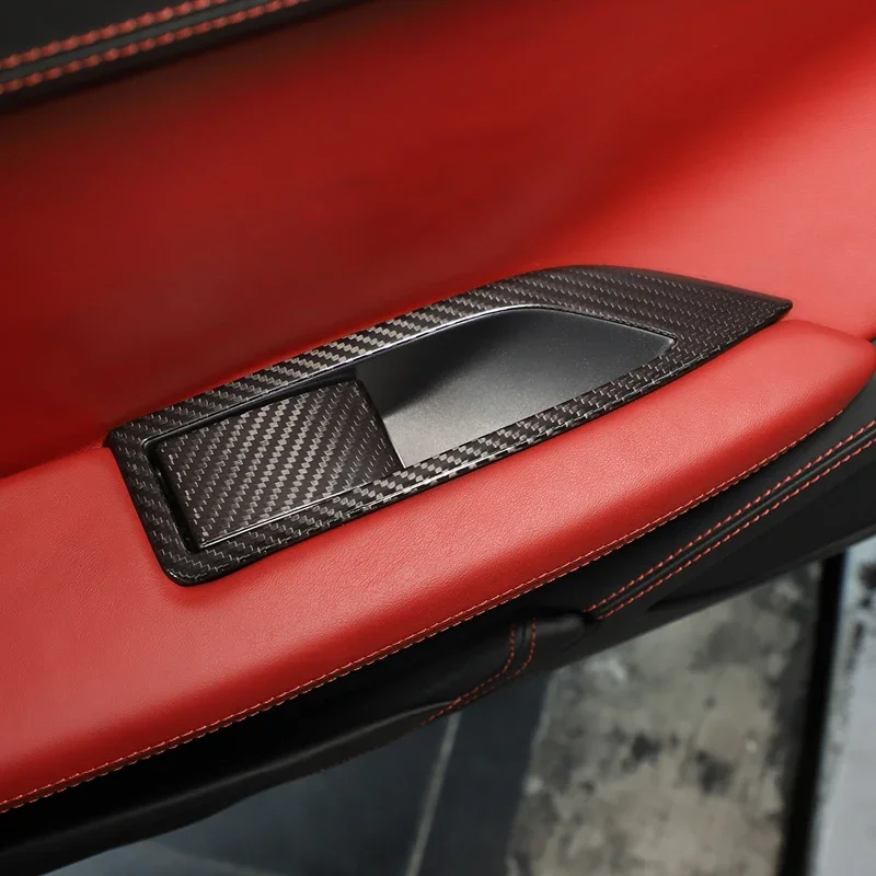 For Ferrari 458 2011-2016 door handle frame Door handle decoration Interior modification Real carbon fiber 4pcs