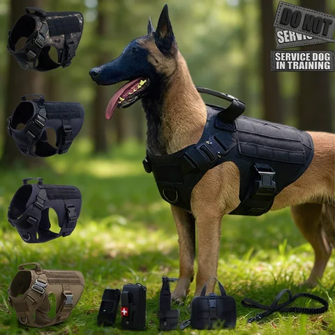 Tactical Military Vest Pet German Shepherd Golden Retriever Tactical  Training Dog Harness and Leash Set For All Breeds Dogs