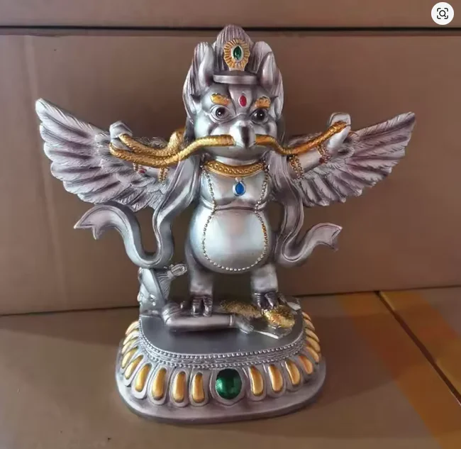 Tibetan Buddhist Alloy Metal Gilding Colored Fengshui Suppliers Lucky Roc Garuda Great Golden-winged Peng Bird Character