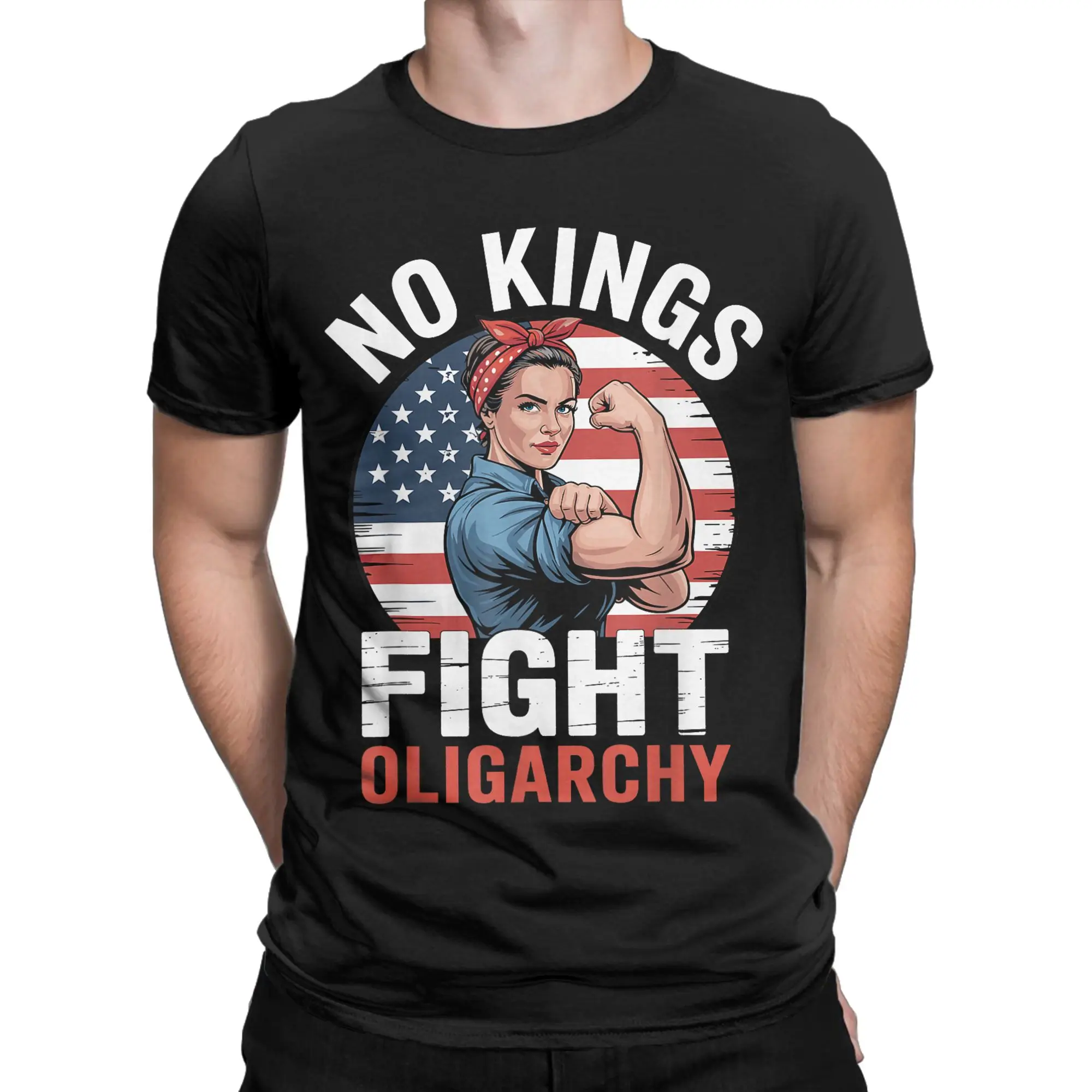 تي شيرت رجالي No Kings Fight Oligarchy Crazy Pure Cotton تي شيرت قصير الأكمام تي شيرت بياقة مستديرة ملابس صيفية #2