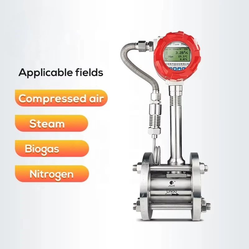 Gas Flow Meter Vortex Flowmeter High Accuracy Stream Oxygen Compressed Air Flow Meter RS485 4-20mA