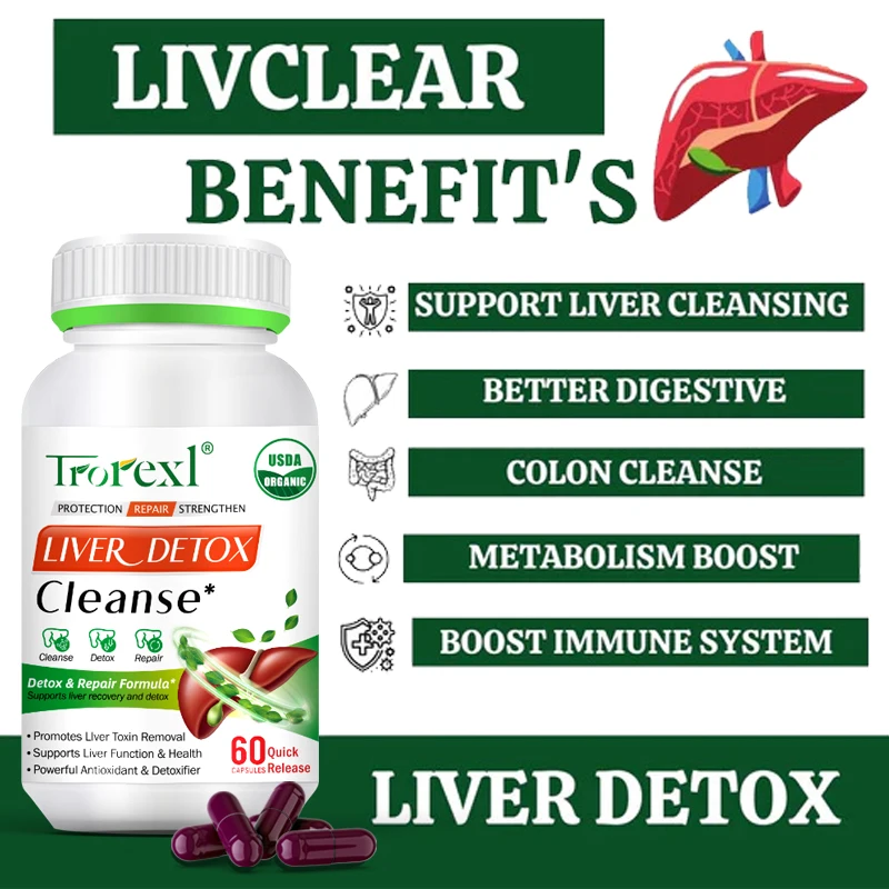 Trorexl Liver Cleanse Detox & Repair - Herbal Liver Support Supplement with Milk Thistle Turmeric Extract for Liver Health