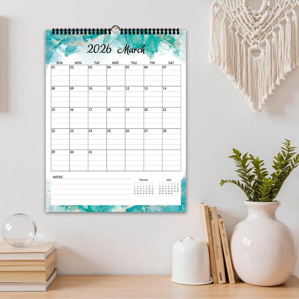 1 قطعة تقويم حائط 2026، سلسلة ألوان مائية بسيطة، خطة شهرية لمدة 12 شهرًا، هدية مثالية لأعياد الميلاد وعيد الميلاد ورأس السنة الجديدة #4