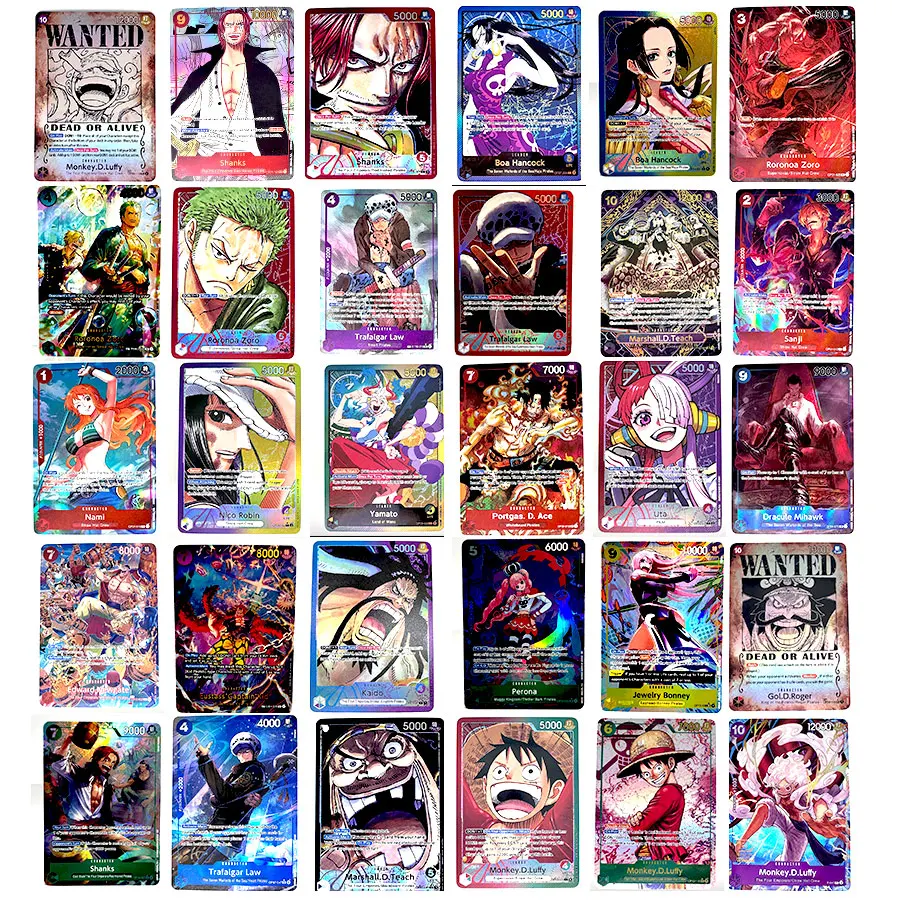One Piece OPCG Proxy Cards Gear5 Nika Luffy Shanks Hancock Zoro Law Teach Mixed Straw Hat Four Emperors Anime Holographic Gift