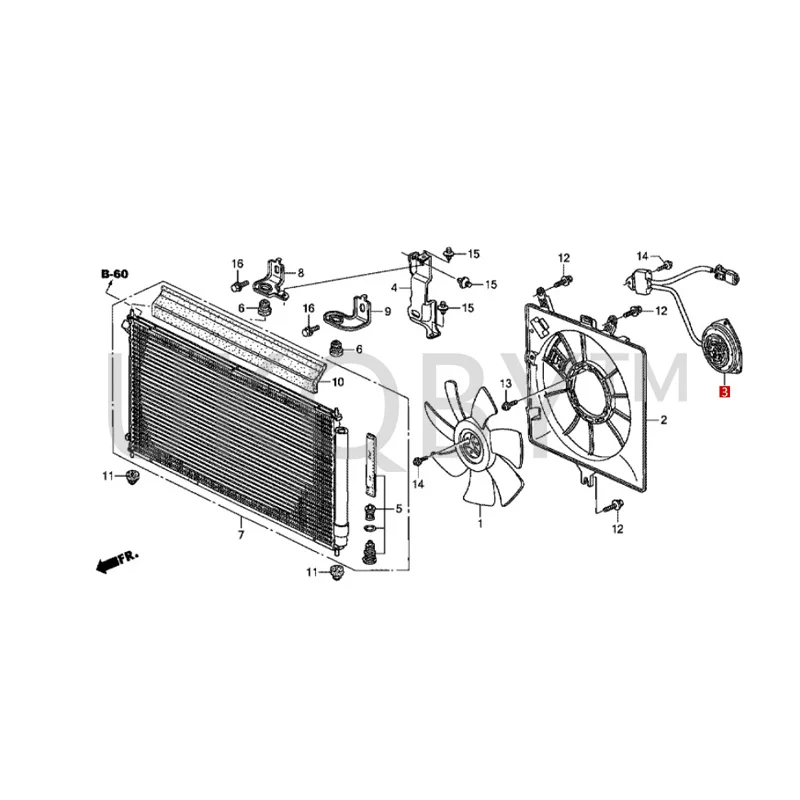 38616-PWA-J01 Suitable for Ho nd a 05-08 Fit CRV Electronic fan motor, water tank cooling motor