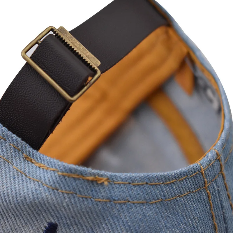 TAKE Patch Denim-Baseballkappe, blau gewaschen, Distressed Raw Hem Dad Hats, leichter, verstellbarer Sonnenhut für Damen und Herren – Detail 2