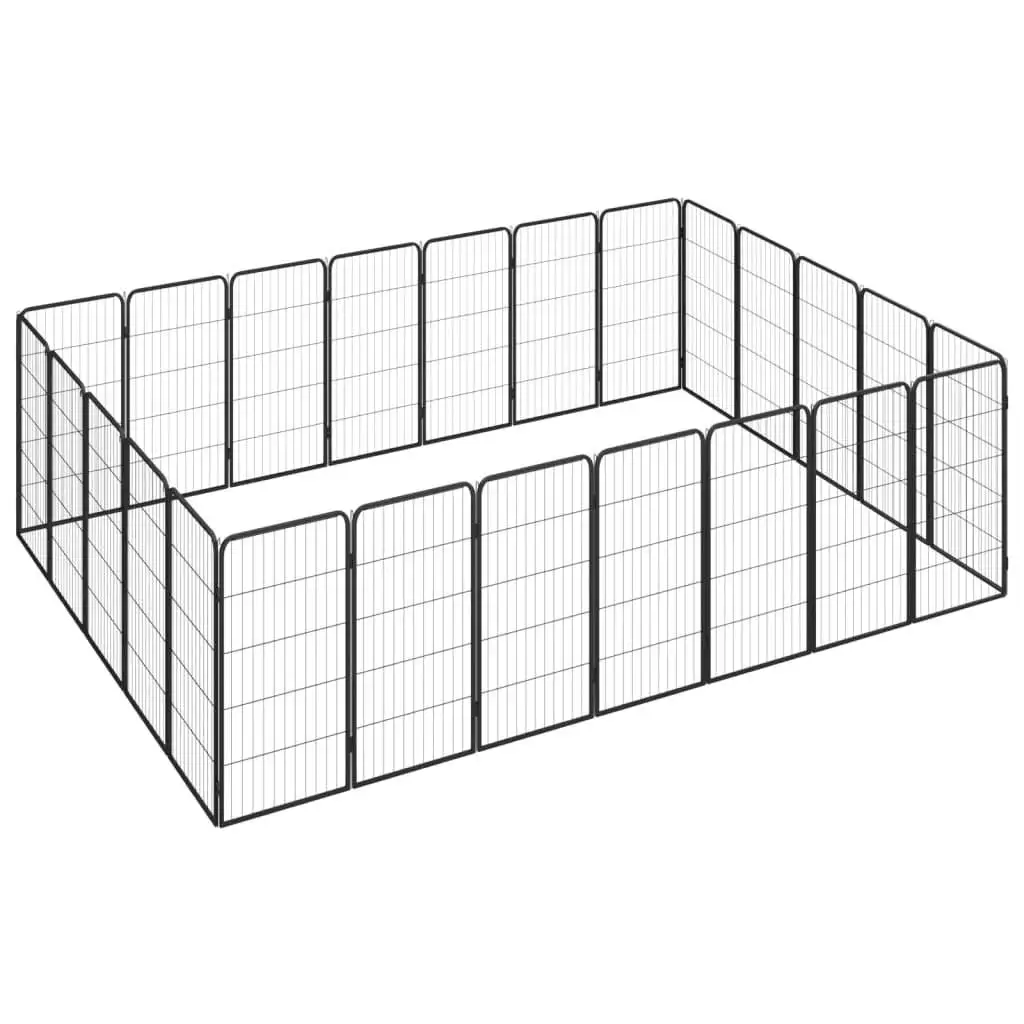 24-Panel Black Dog Playpen - 19.7x39.4 Inch Powder-Coated Steel Pet Exercise Fencing