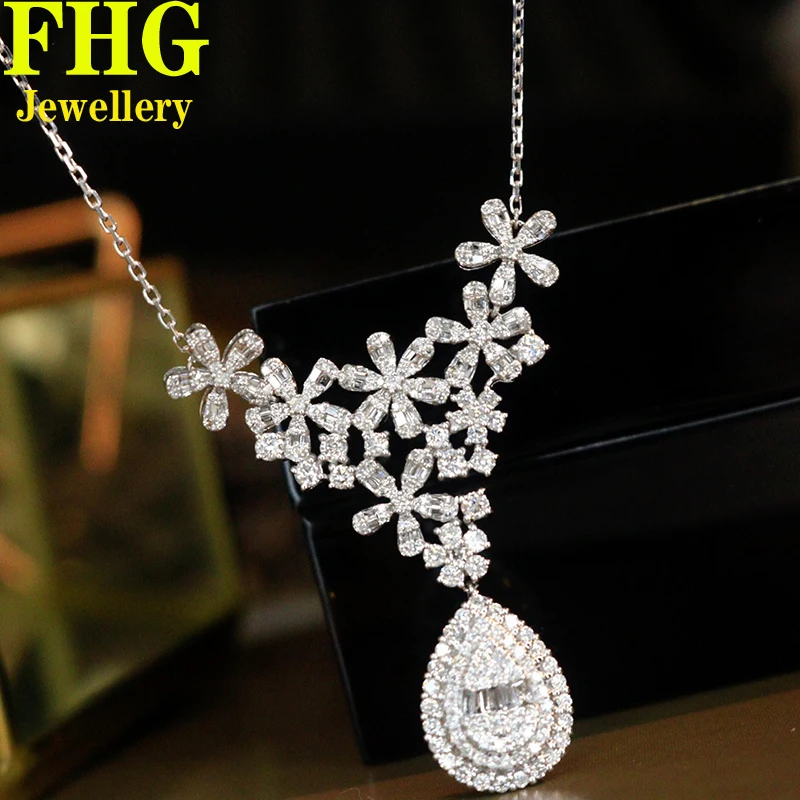 

Natural Real Diamond 1.5Ct 18K White Gold Diamonds Necklcae Ladies Birthday Gift Party Wedding Jewelry