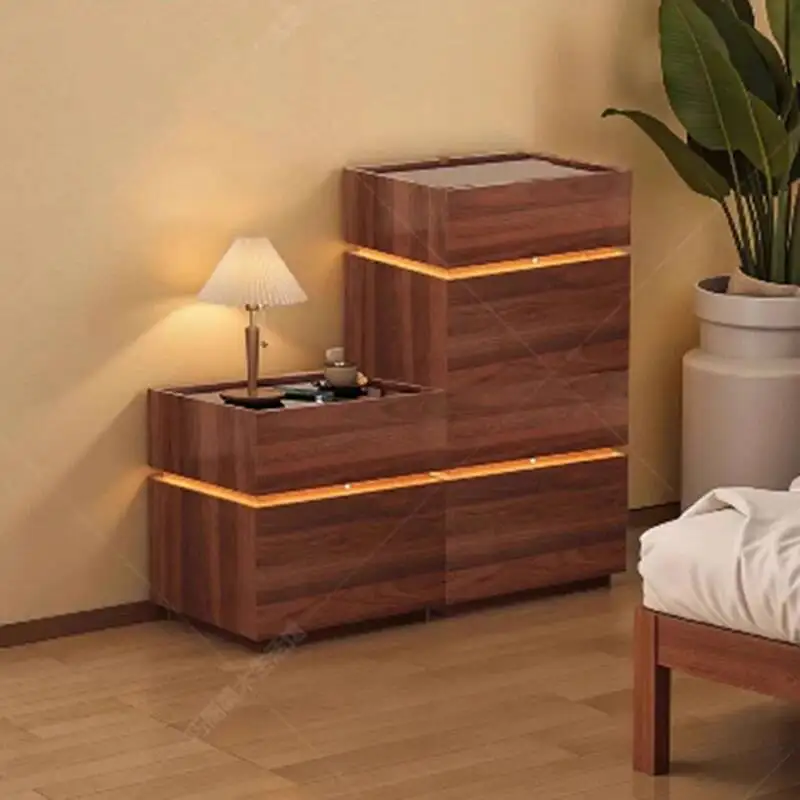 

Led OCabinets High-quality Bedside riginality Wood Unique Nightstand Simple Comfortable Organizer Simple Decor Home Furniture