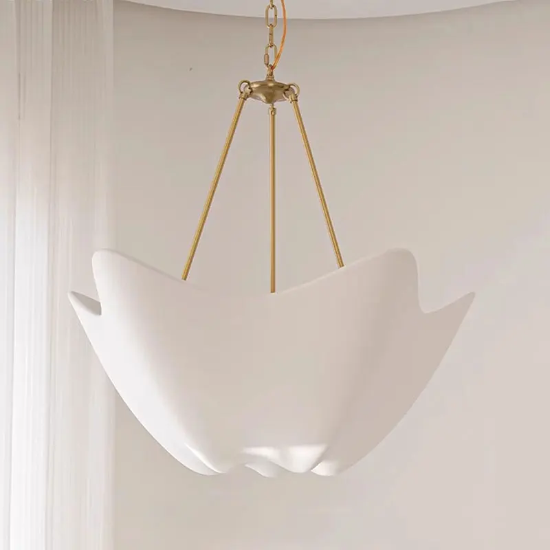 American Designer Black/gold Wrought Iron Pendant Lights Handmade White Plaster Hanging Lamps Living Room Restaurant Chandelier