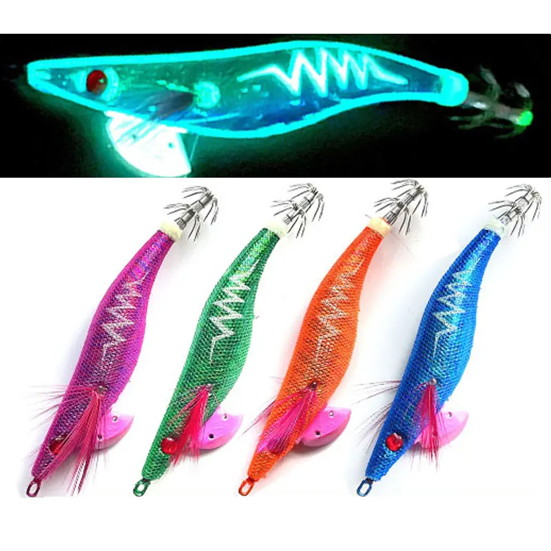 AS Hard Bait Glow Crevettes Couronnes Calmar Jigs 3.0 # 3.5 # Ensemble de leurres de pêche en mer, seiche artificielle, poulpe, pêche d'hiver