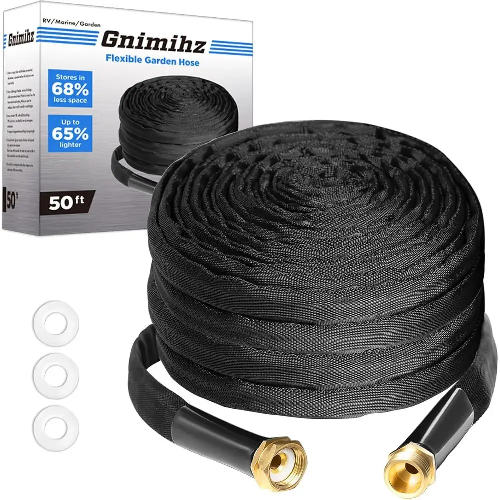 

Ultra-Light TPE 50ft Garden Hose with Solid Brass Fittings, Non-Shrinking, Easy Storage, Safe for Drinking Water, All-Weather, B