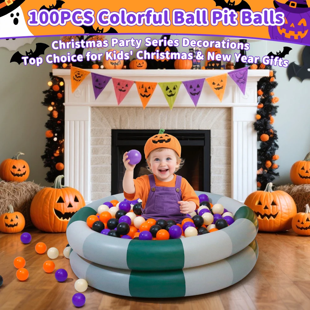 ลูกบอลสำหรับสระบอล ขนาด 5.5 ซม. 100 ลูก ลูกบอลตกแต่งฮาโลวีน ของเล่นเด็ก อุปกรณ์จัดงานปาร์ตี้สนุกๆ ของเล่นเสริมพัฒนาการ