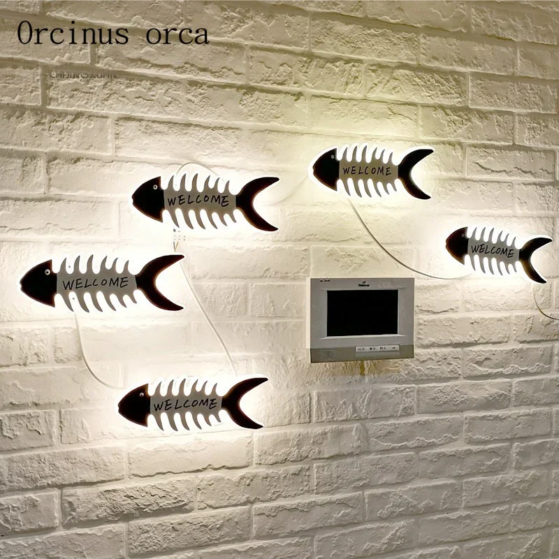 Mediterranean creative boat anchor wall lamp child room boys and girls bedroom decorative thermometer personality LED wall lamp