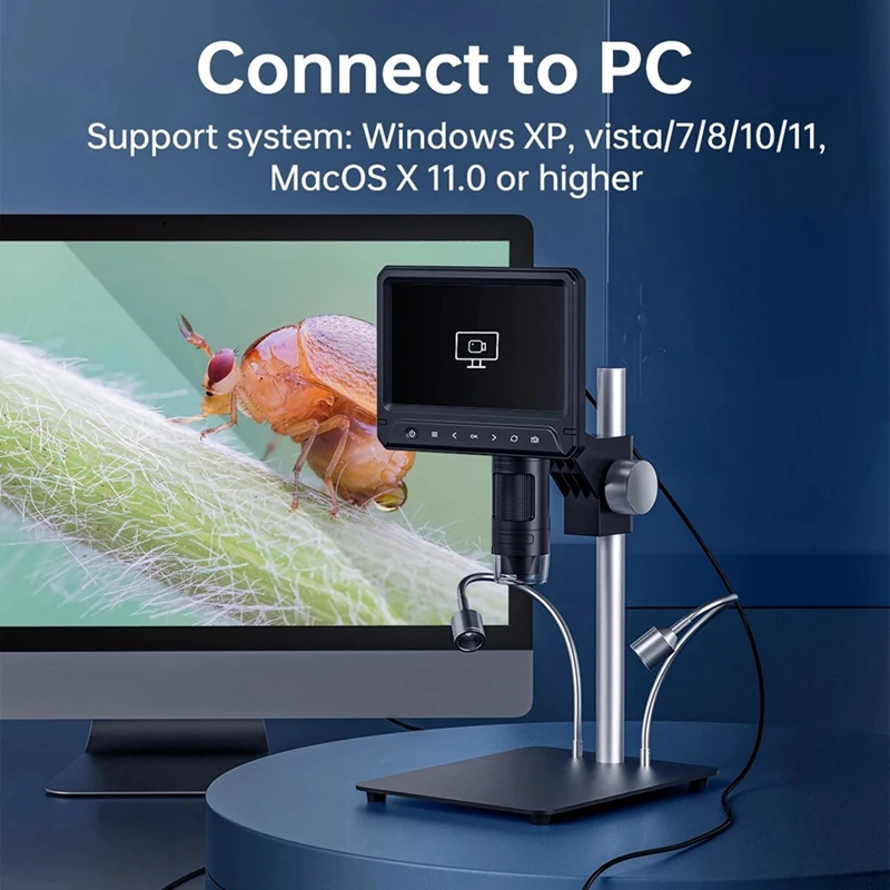 ABSJ-กล้องจุลทรรศน์ดิจิตอล 7 นิ้ว LCD 1200X ซูม 12MP HD Professional กล้องจุลทรรศน์อิเล็กตรอนสําหรับบัดกรีซ่อมโทรศัพท์กล้องจุลทรรศน์