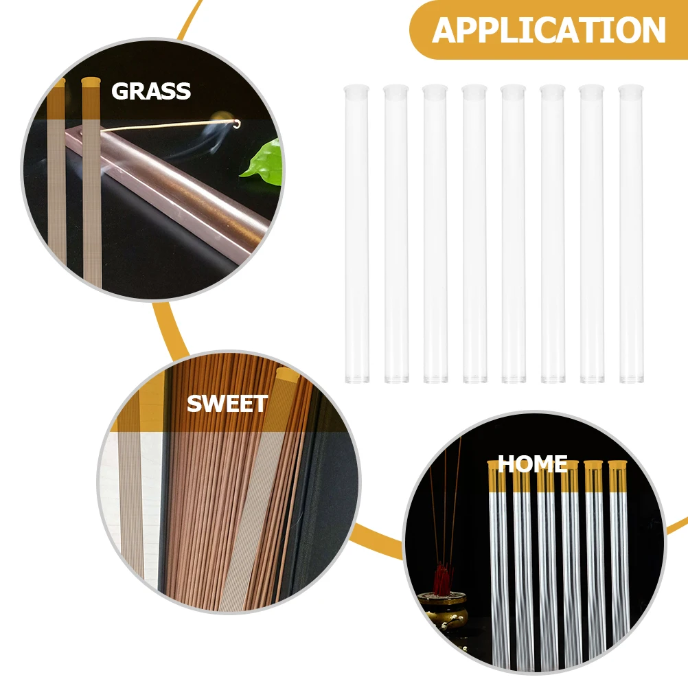 

8pcs Acrylic Incense Stick Holders Transparent Storage Tubes for Sage Sticks Tea Candy Fragrance Empty Lightweight Compact