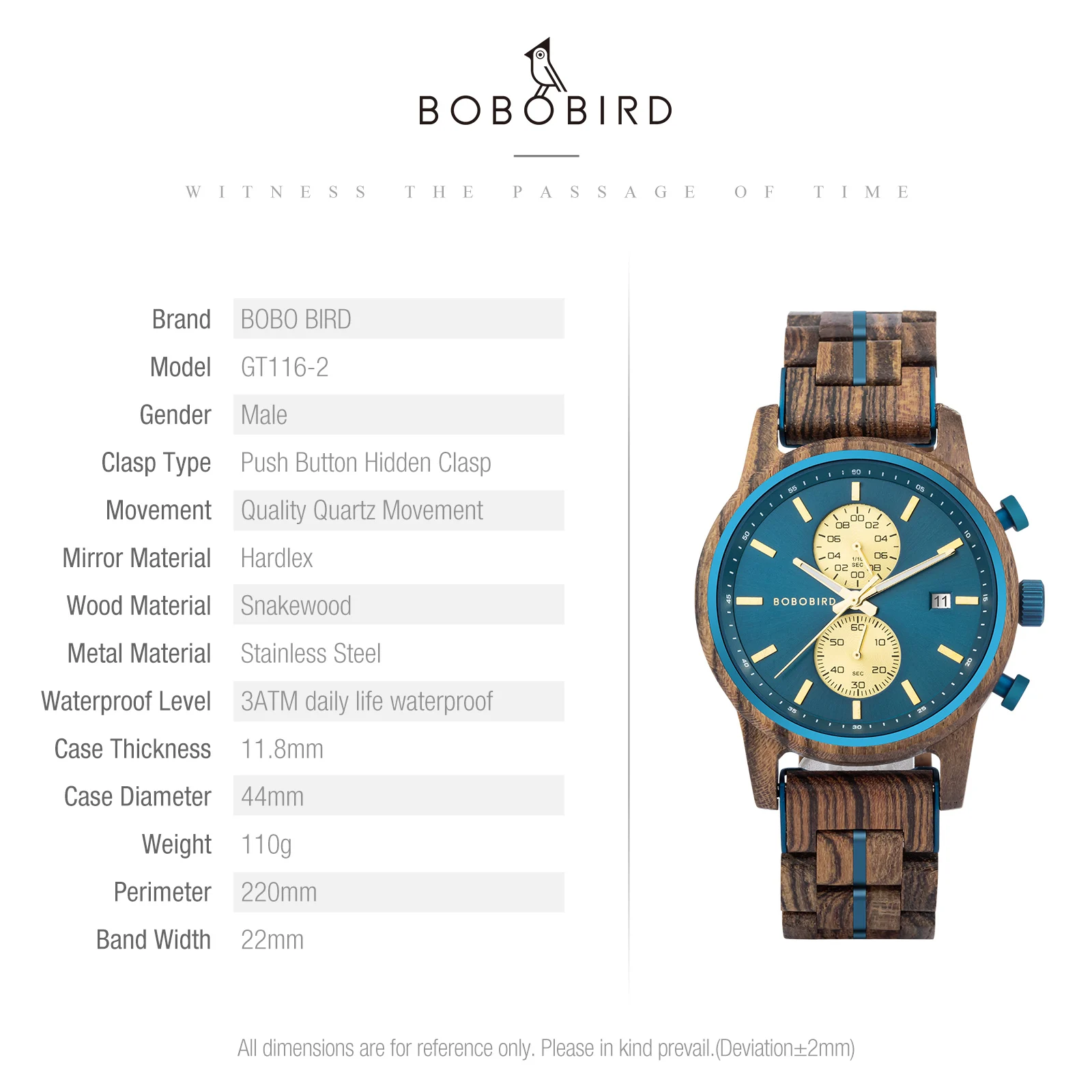 ساعة رجالي خشبية BOBOBIRD جديد أفضل اليابانية ميوتا ساعة اليد الرياضة كرونوغراف التقويم صندوق هدايا مخصص Relogio Masculino #4