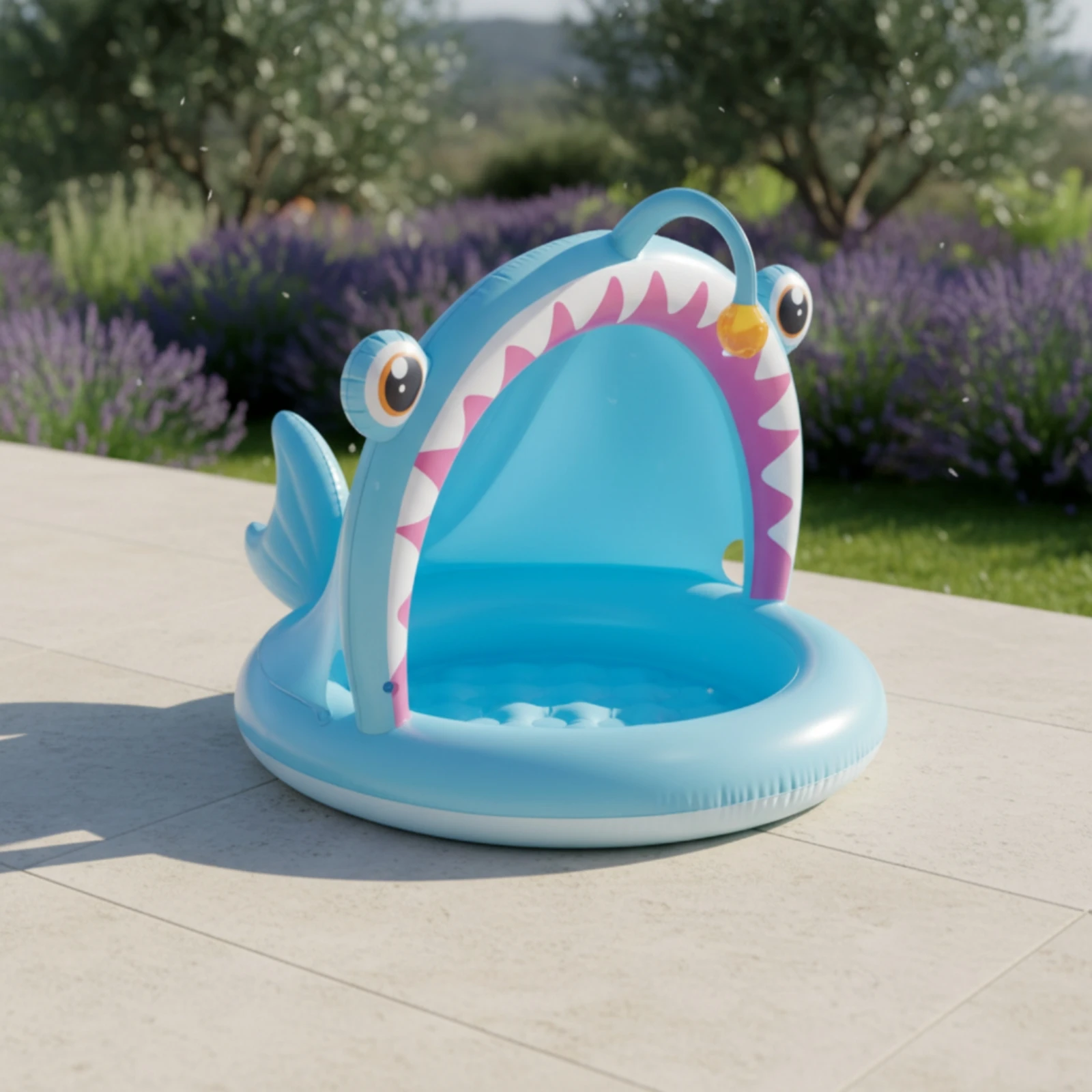 Inflatable Pool with Sunshade Lightweight Kiddie Pool with Canopy Waterproof Tear-Resistant for Toddlers, Backyard, Garden
