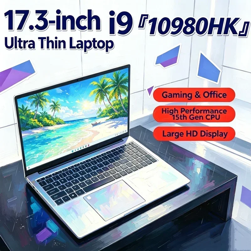 17.3 Inch Hardy Laptop Intel Core I9‑10980HK 16GB RAM 1TB/2TB SSD Fingerprint Unlock Windows 11 Gaming Notebook