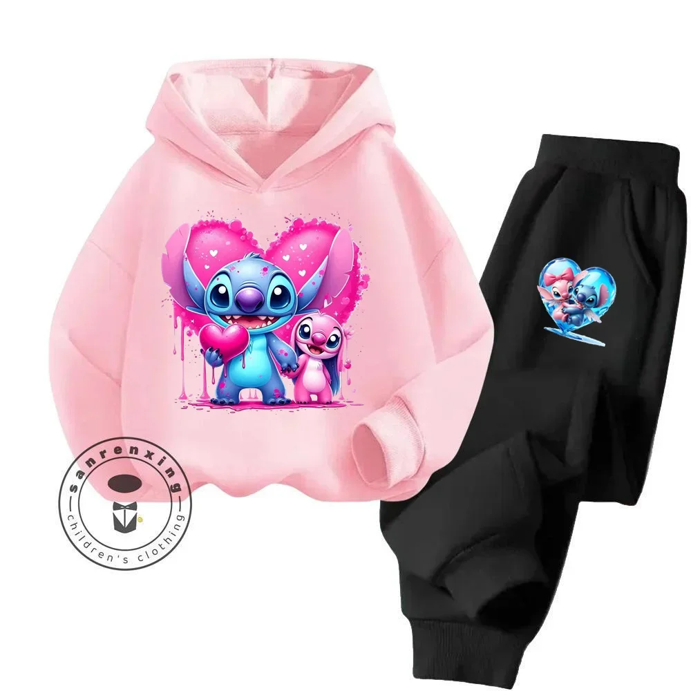 Stich Cartoon Kleidung gemütliche und modische Hoodie Jogger-Sets geeignet für Herbst und Winter Kinder Outdoor-Sport Hoodie-Set