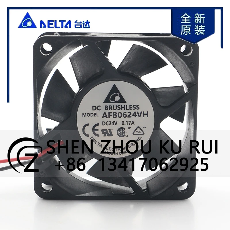 

Delta 5V 12V 48V DC 24V 0.17A AC EC 6025 60X60X25MM 6CM Frequency Converter Double Ball Bearing Power Mute AFB0624VH Cooling Fan